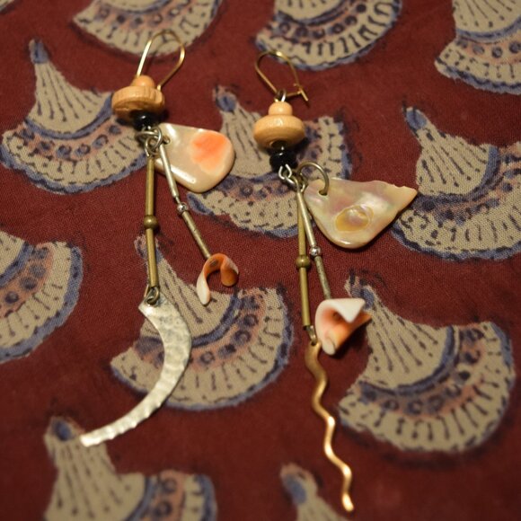 Vintage 80s Handmade Dangle Earrings - Picture 1 of 5